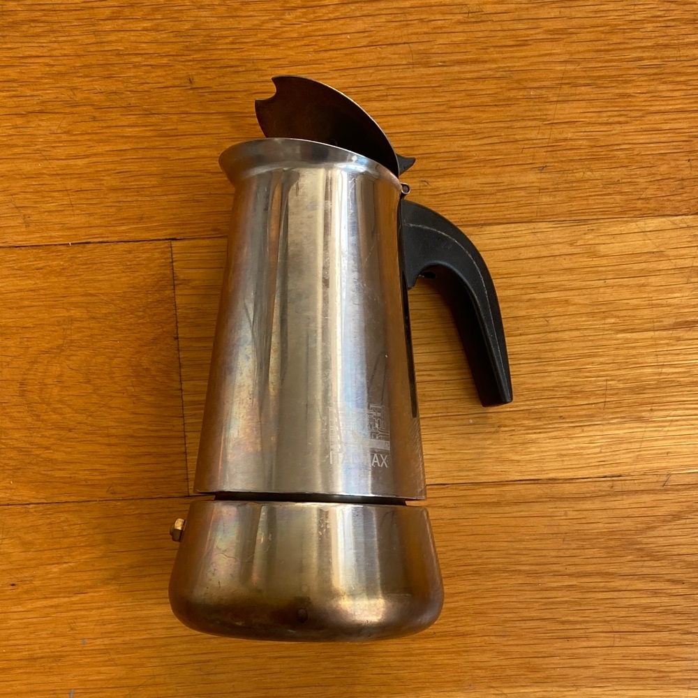 Stainless Steel Italmax Stovetop Espresso Maker with Black Handle